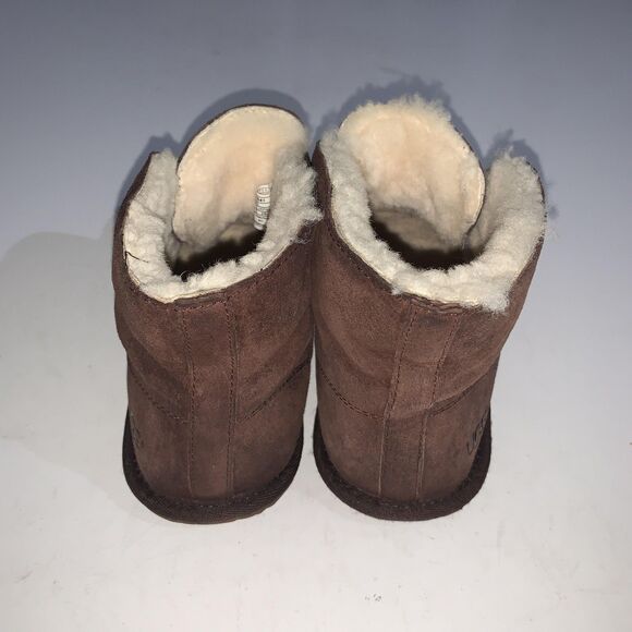 UGG Slippers Womens Size 9 Brown Suede Shearling Lined Ankle House Shoes - Picture 6 of 9